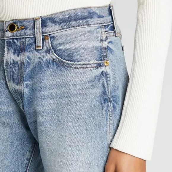 KHAITE | NWT Kyle Low-Rise Straight-Leg Jeans Santa Fe Light Wash 28 - Picture 1 of 12